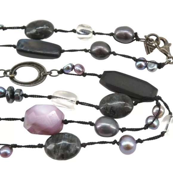 Silpada Vintage Sterling Silver Downtown 
Pearl Hematite Chalcedony Necklace - Picture 5 of 7